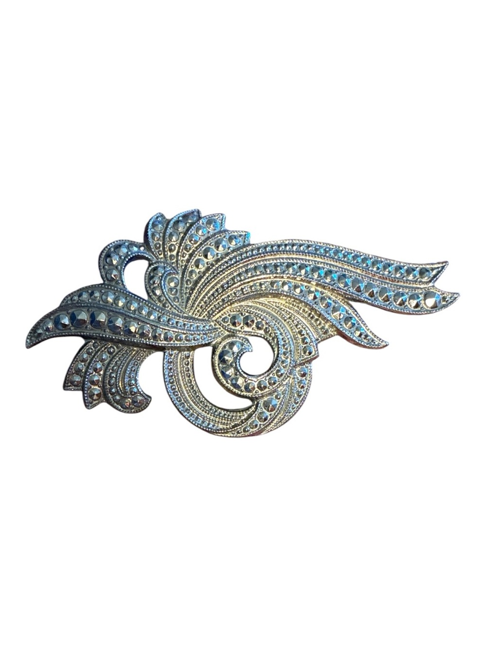 Miriam Haskell Signed Silver Art Deco Brooch